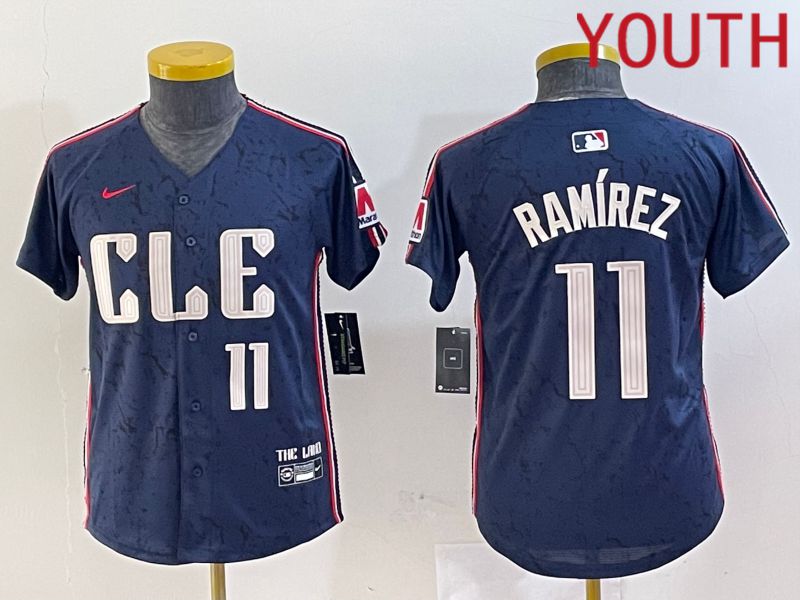 Youth Cleveland Indians #11 Ramirez Blue City Edition Nike 2024 MLB Jersey style 10